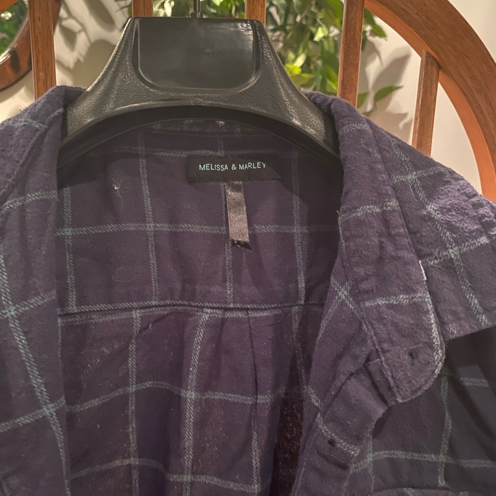 Blue Windowpane Check Shirt Jacket - Picture 3 of 3